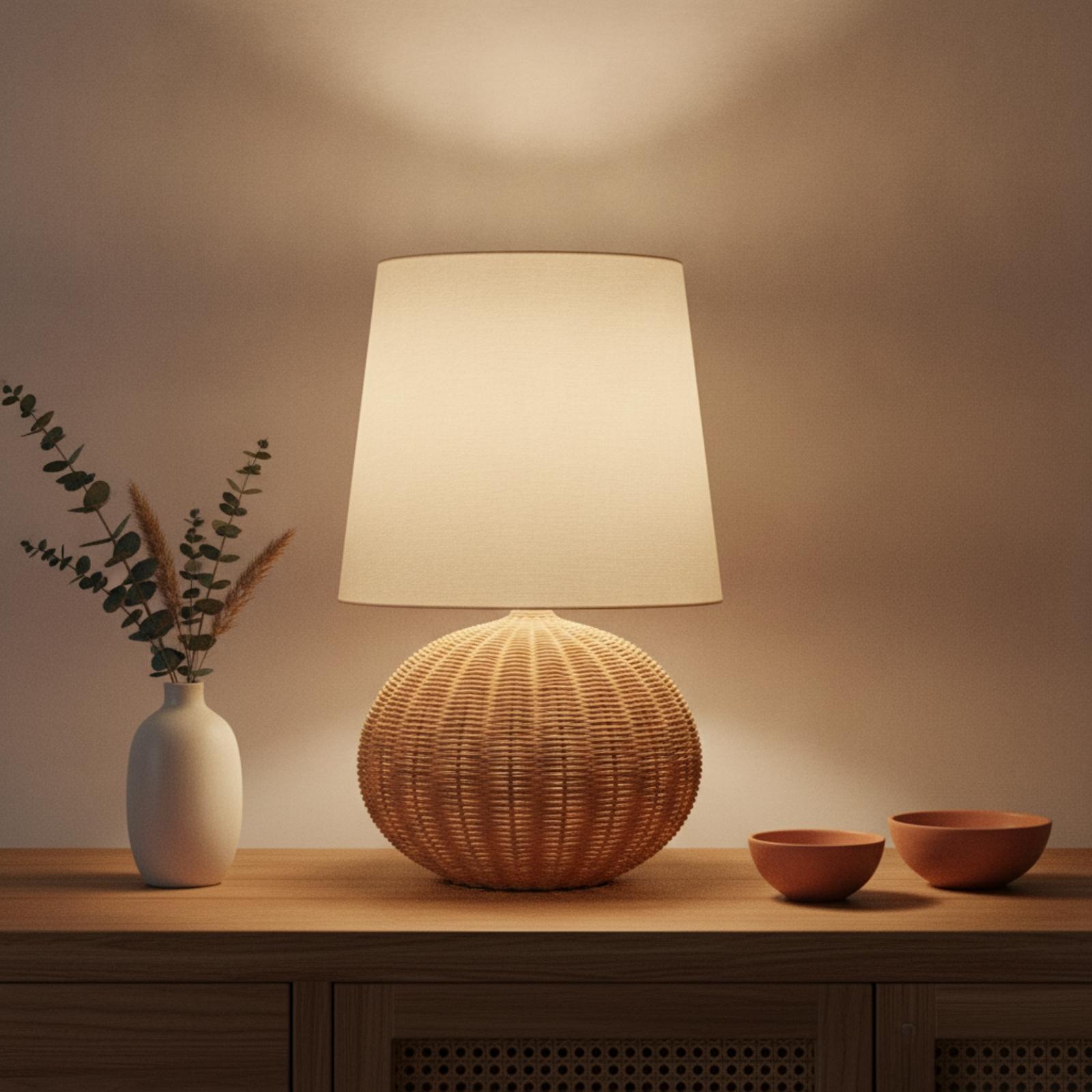 Bedside Lamp Rattan Base Fabri - Home Textile recension och pris