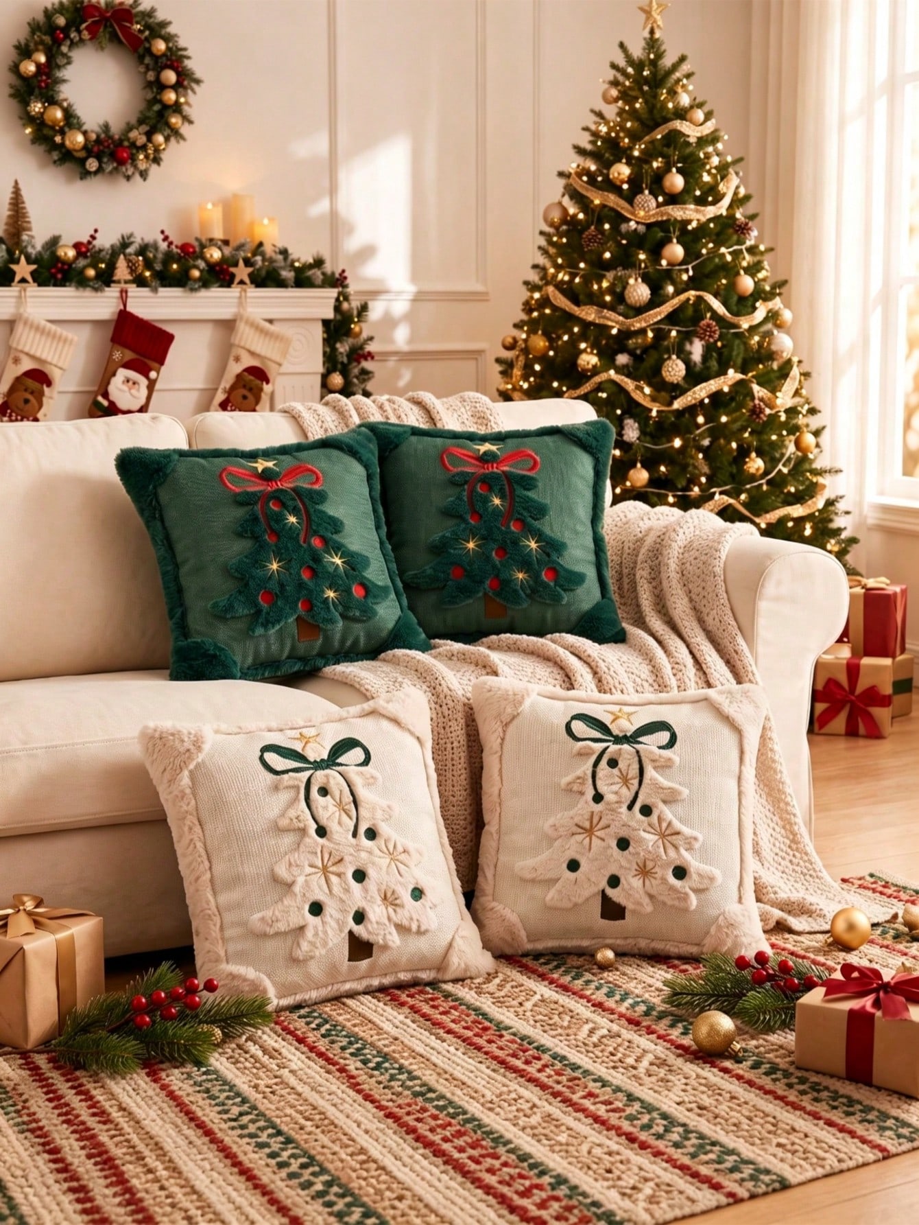 2pcs 3D Jacquard Christmas Tre - Pillow Insert 18X18 recension och pris