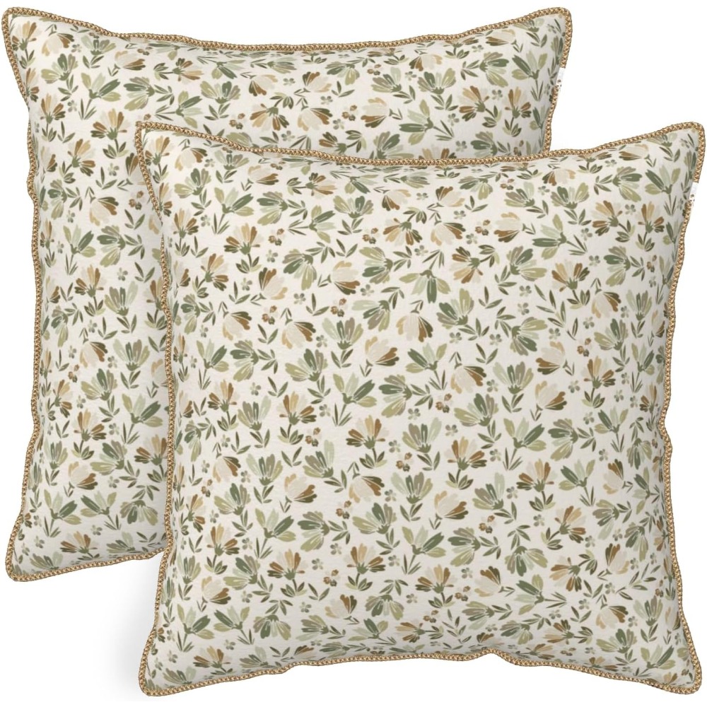 Sage-Green-Beige-Floral-Soft-V - Pillow Insert 18X18 recension och pris